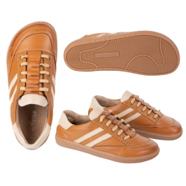 Sneaker Kaia Olivier femminile a piedi nudi - scarpe in pelle marrone chiaro