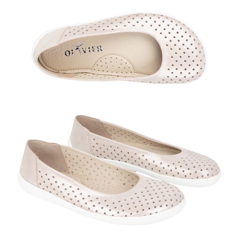 Olivier Pompe minimaliste femminili a piedi nudi slip -in 1771Pol Pink Satin Perforation rosa