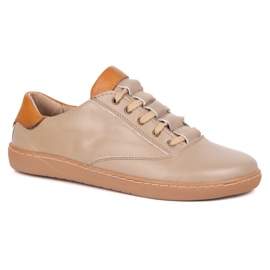 Sneaker a piedi nudi femminili Maja Olivier - Cappuccino Anatomical Leather Shoes beige