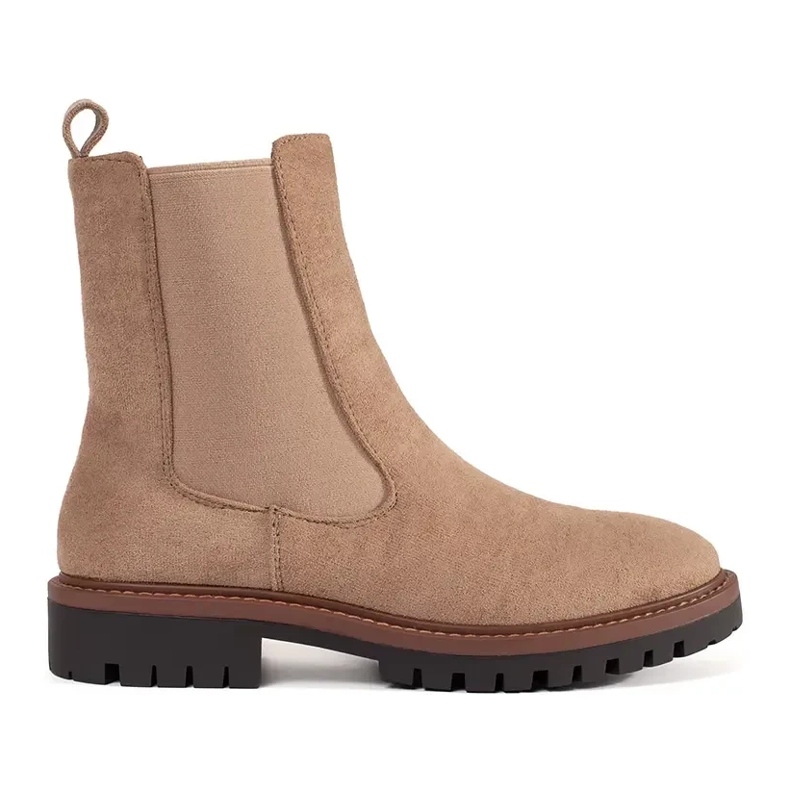 Stivali al Chelsea beige in pelle scamosciata
