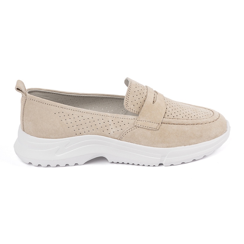 Goodin Mocassini beige in pelle sulla piattaforma