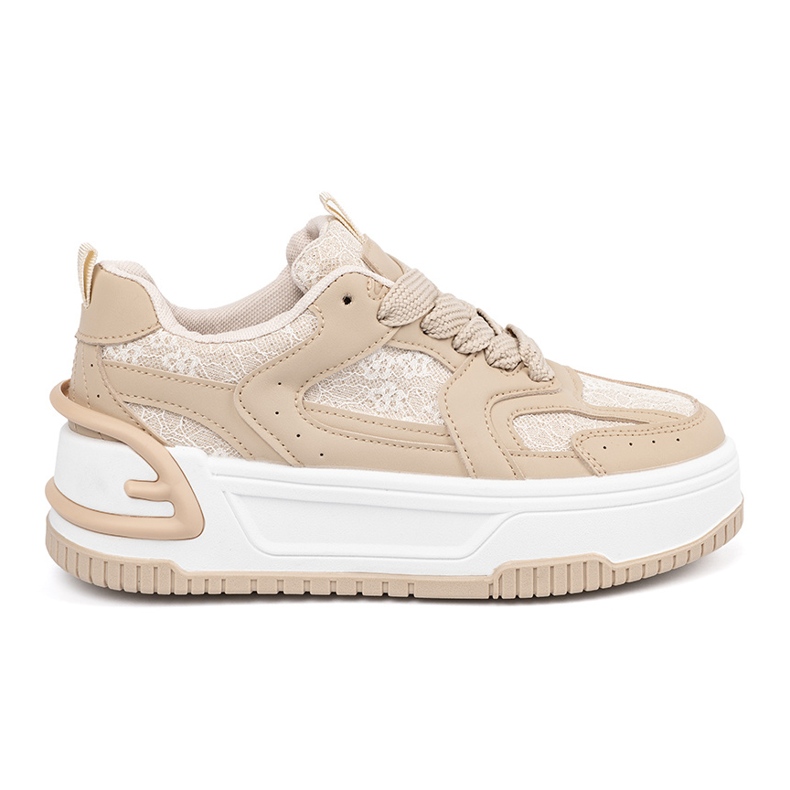 Sneaker da donna con beige di pizzo