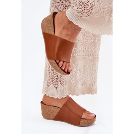 Zazoo 40291 Le pantofole da donna in pelle sui spicchi marrone sughero