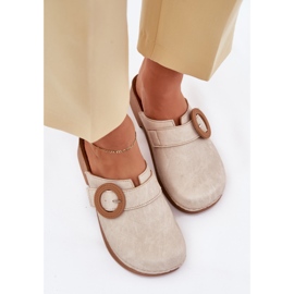 Pantofole da donna con la fibbia beige inblu tf000001