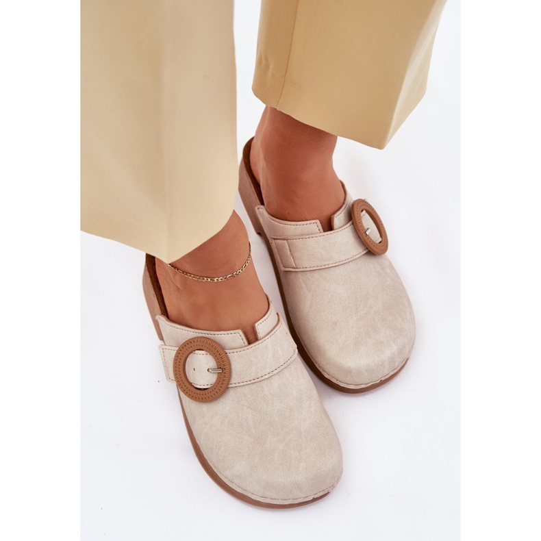 Pantofole da donna con la fibbia beige inblu tf000001