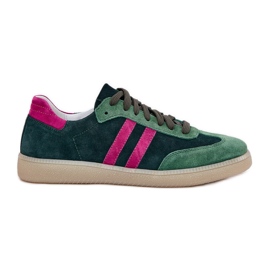 Zazoo N1068 Sneaker in pelle scamosciata Donne verde scuro