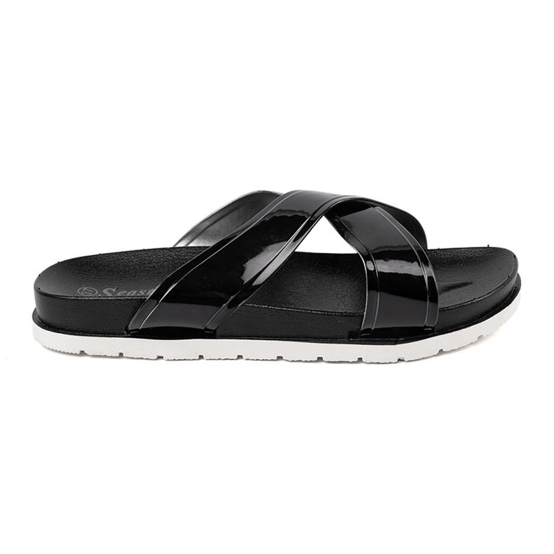 Seastar Pantofole da donna nera con strisce verniciate nero