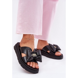 Flip in pelle femminile Flip sulla piattaforma con Chebello 4647 Black Bow nero