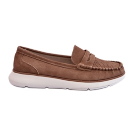 Mocassini in pelle scamosciata femminile sul sergio Leone SP012 Platform Light Beige