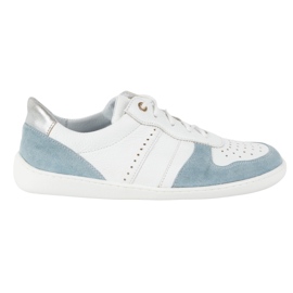 Scarpe in pelle a piedi nudi Olivier 1773Pol - Sneaker minimaliste leggere bianche con blu bianco
