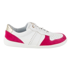 Scarpe in pelle a piedi nudi Olivier 1773Pol - Sneaker bianche minimaliste leggere con fucsia bianca