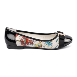 Goodin Ballerine nere e nere con fiori bianca