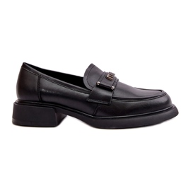 Mareschi in pelle naturale femminile Black Vinceza 91114 con un ornamento nero