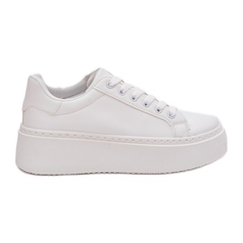 Sneakers con plateau da donna, colore bianco bianca