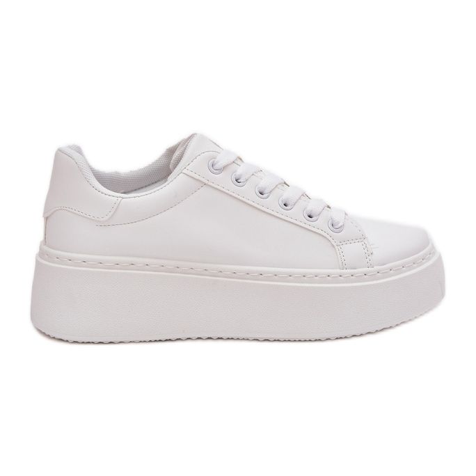 Sneakers con plateau da donna, colore bianco bianca