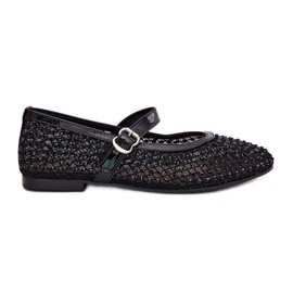 Ballerine femminili decorate con cintura e morsetto nero