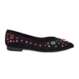 Ballerine femminili decorate con cristalli neri nero