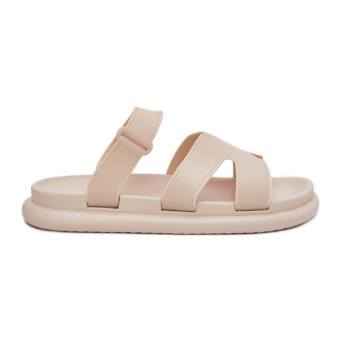 Pantofole di gomma da donna con cintura beige