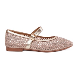 Ballerine femminili decorate con una striscia e un morsetto dorato d'oro