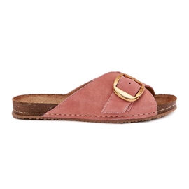 Flip infradito in pelle con un morsetto dorato Maciejka 07000-15 rosa