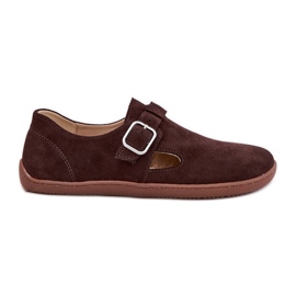 Scarpe in pelle scamosciata femminile con dossi a piedi nudi Zazoo N1261 cioccolato marrone