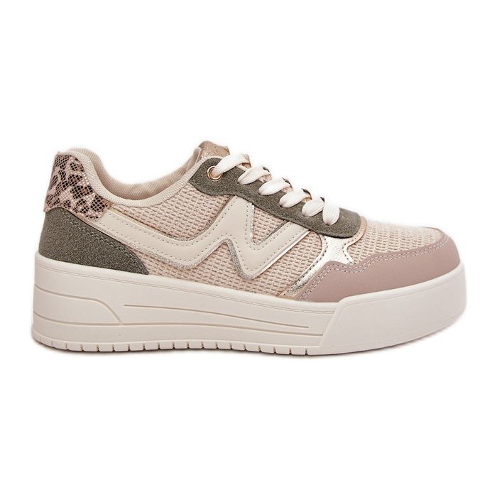 Sneaker femminili sulla piattaforma leopardo beige