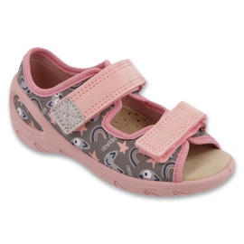 Slifori per bambini di Befado PU 063x023 Inserto in pelle rosa