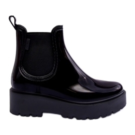 Big Star Wellies laccati da donna sulla piattaforma nera della grande stella MM274395 nero