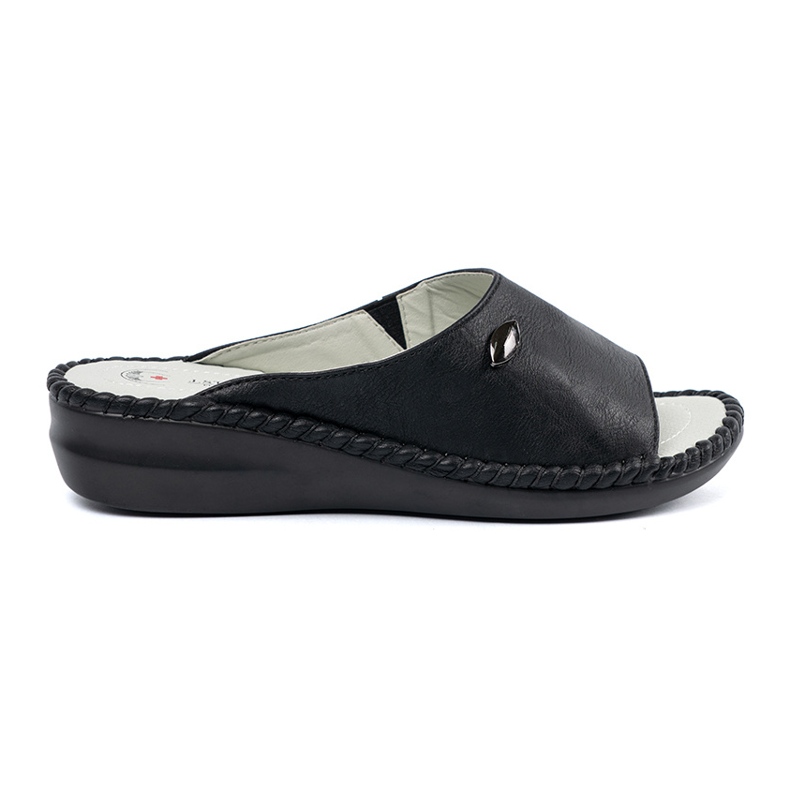 Shelvt Pantofole in pelle eco -casual nera nero