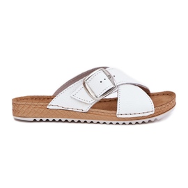 Pantofole in pelle da donna con fibbia inblu0004gu bianca bianco