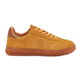 Sneakers in pelle scamosciata femminile Big Star RR274846 Sistema giallo hi-polestro