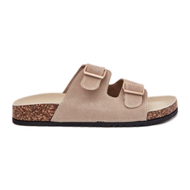 Boto Pantofole da donna con morsetti dorati e cuciture beige lune
