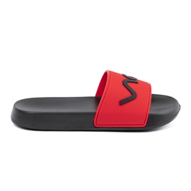 Shelvt Flip-flop nero e rosso con l'iscrizione