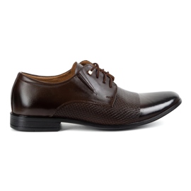 Olivier Eleganti scarpe in pelle maschile 302t3 marrone scuro