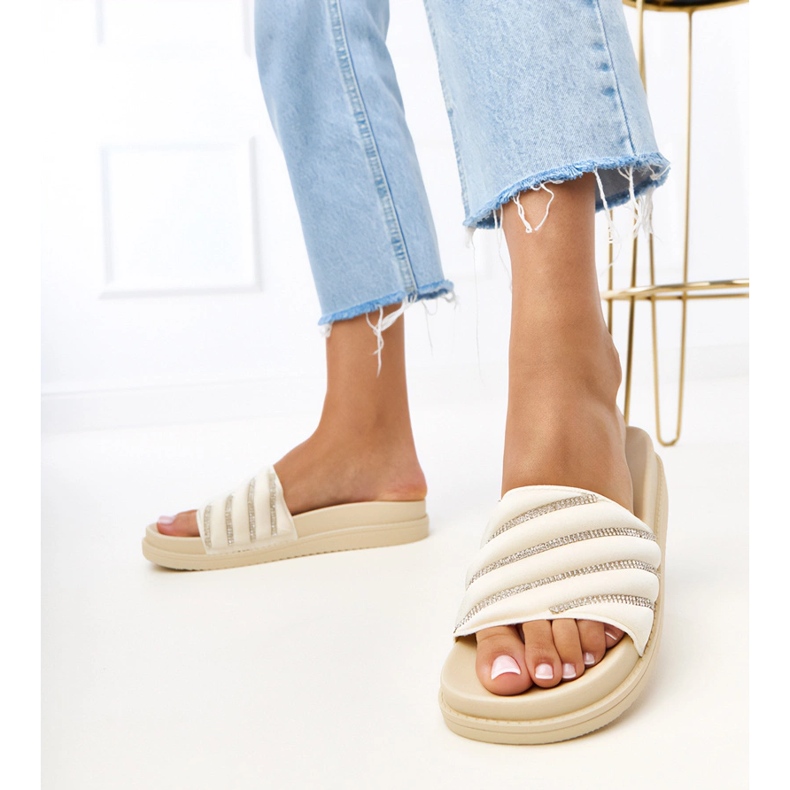 BEIGE FIPP FLOPS con zirconi cardon blu