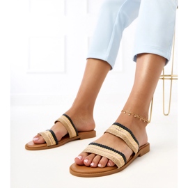 Pantofole da donna nera con le strisce Rios intrecciate nero