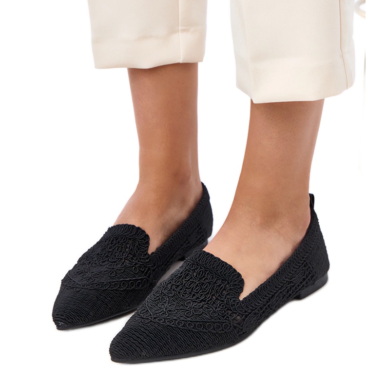 Black Openwork Women's Ballerinas Gerania nero