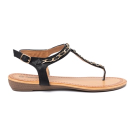 Shelvt Sandali con una catena decorativa piatta nero
