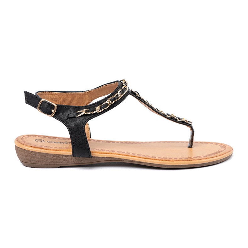 Shelvt Sandali con una catena decorativa piatta nero