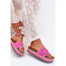 Boto Pantofole da donna sulla piattaforma con un ornamento di Fuchsia Daphira rosa