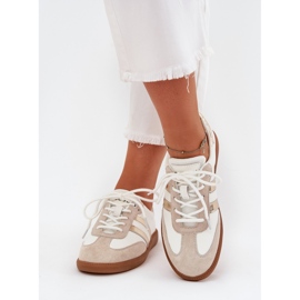 Boto Sneaker bianche e dorate da donna in pelle bassa Ismina bianco
