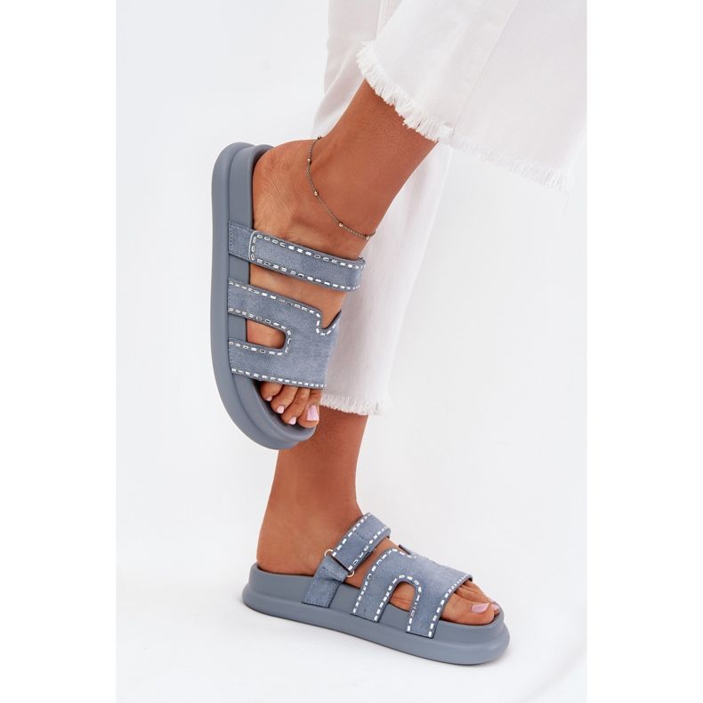 Boto Infradito da donna con decorazione sulla piattaforma blu Delyna