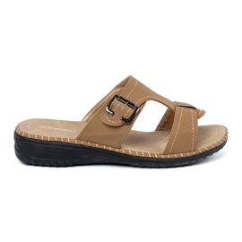 Shelvt BEIGE Flip delle donne con fibbie d'argento