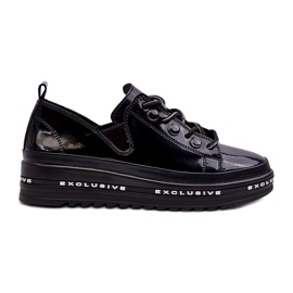 S.Barski Pizzo -up scarpe da donna sulla piattaforma di naturale in pelle S. Barski LR620 Black nero