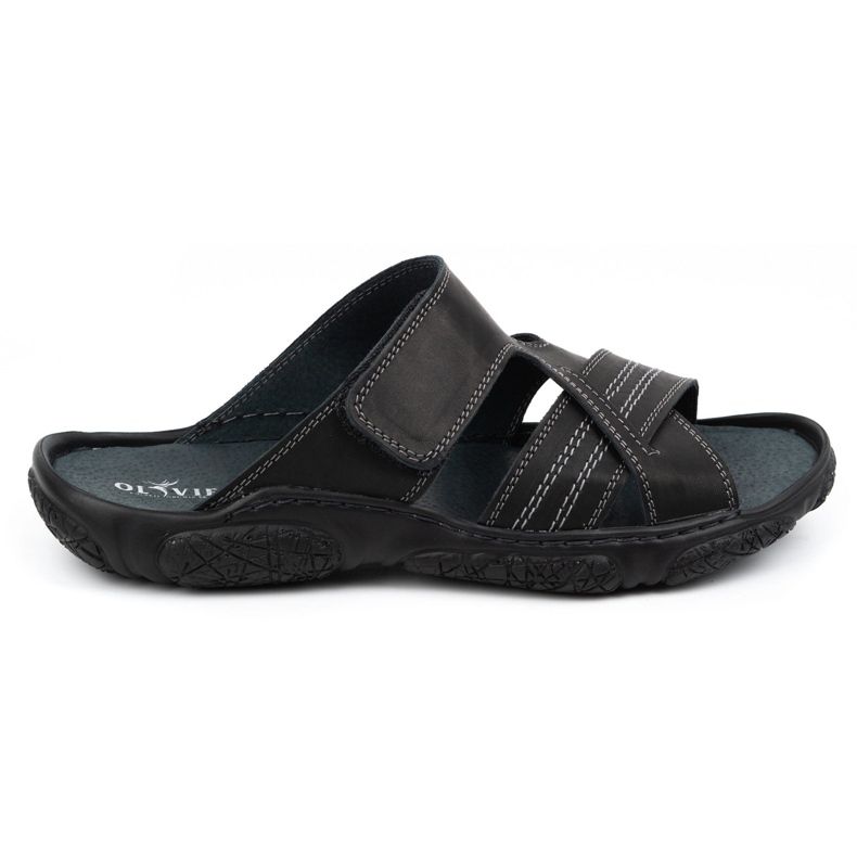 Olivier Pantofole in pelle maschile 680ma nero