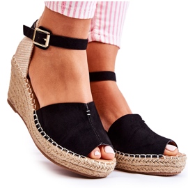Comodi sandali da donna con zeppa nera Dellia nero
