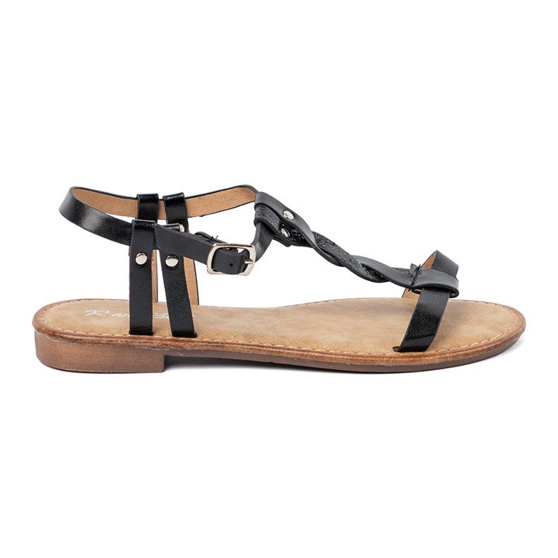 Shelvt Sandali casual con una treccia decorativa nero