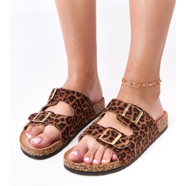 Flip leopardo -flip sulla suola di sughero della flotta multicolore