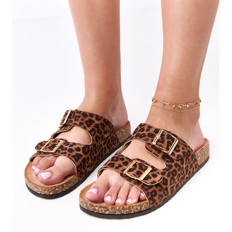 Flip leopardo -flip sulla suola di sughero della flotta multicolore