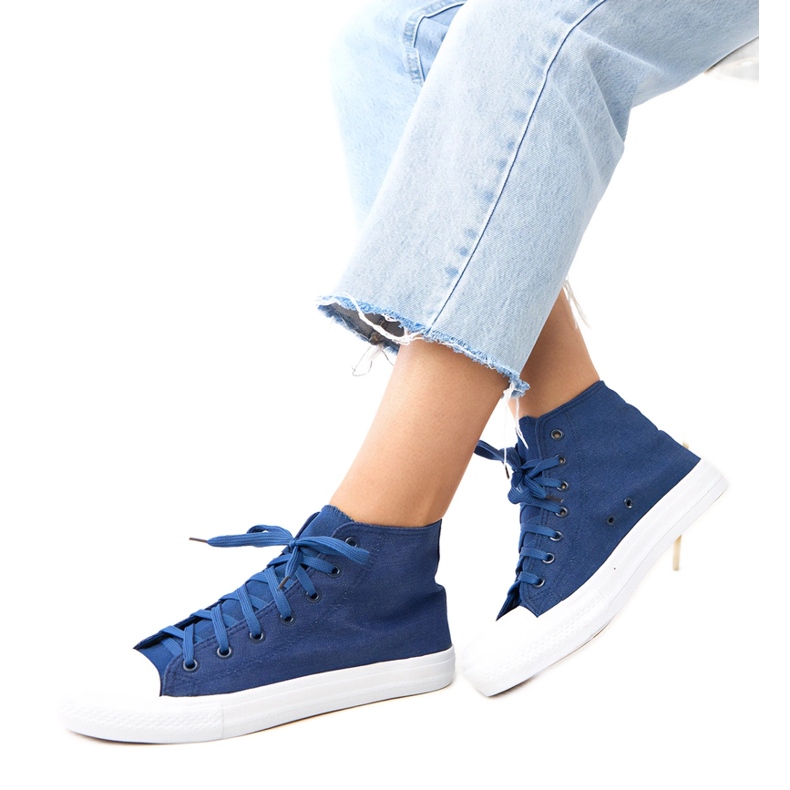 Jeans high sneaker ghan blu